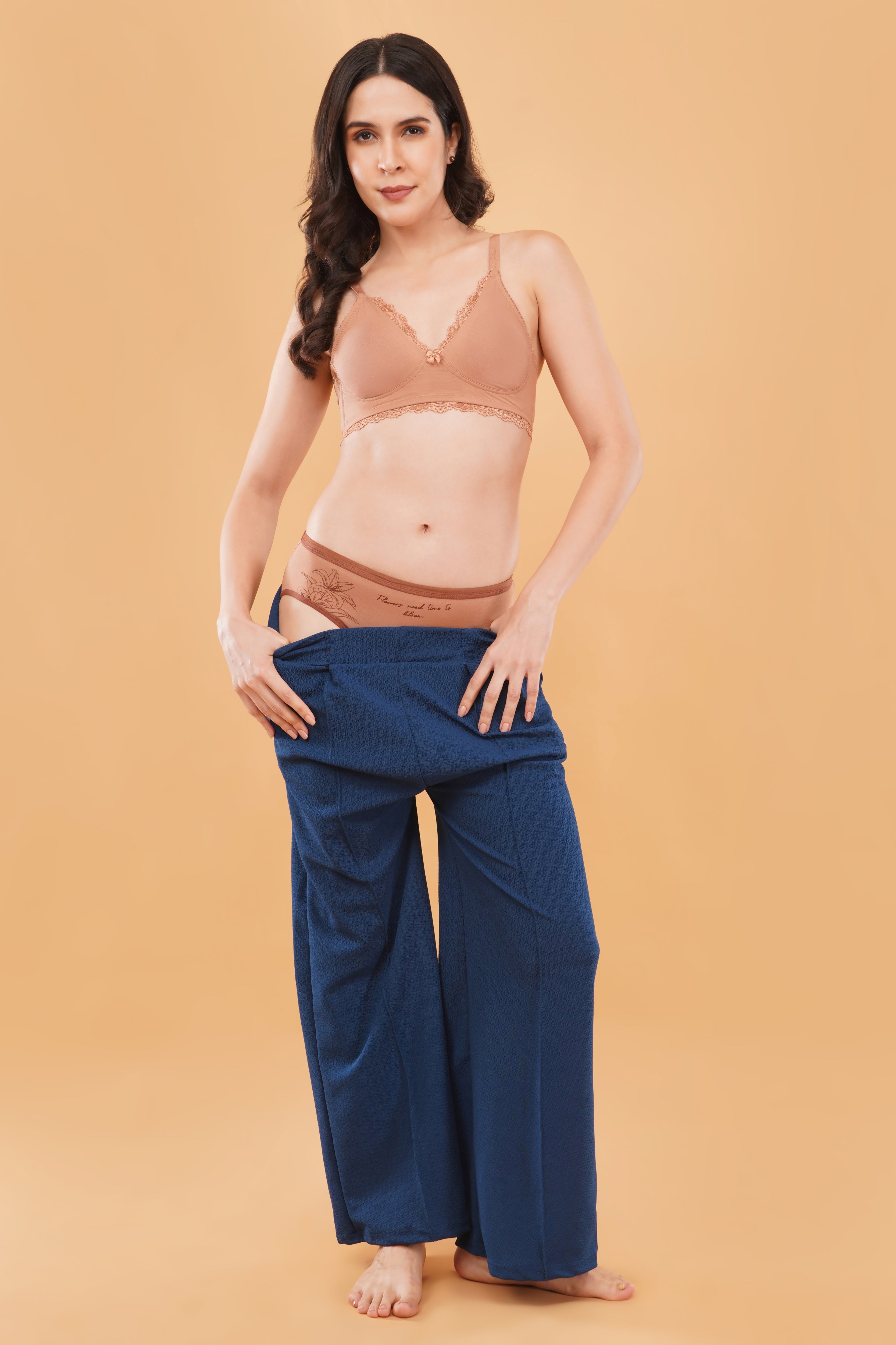 Breathable Cotton Full Coverage Bralette & Low-Waist Brief Set